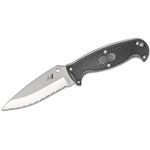 Spyderco Jumpmaster 2 Fixed 4.5 inch H2 Serrated Leaf-Shaped Blade, Black FRN Handles