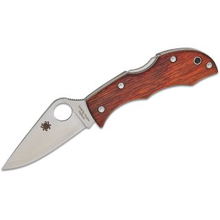 Spyderco LWDP3 Ladybug 3 Key Ring Knife 1.9 inch HAP40/SUS410 Satin Plain Blade, Mahogany Pakkawood Handles, KnifeCenter Exclusive