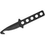 TEKNA Knives Ocean Edge Fixed Dive Knife 3.25 inch Black Teflon Rescue Hook Blunt Tip Blade and Skeletonized Handle, ABS Plastic Sheath