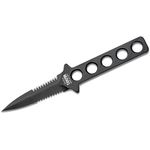 TEKNA Knives Ocean Edge Fixed Dive Knife 3.5 inch Black Teflon Double Edge Symmetrical Dagger Blade and Skeletonized Handle, ABS Plastic Sheath