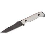 Toor Knives Darter T Fixed Blade Knife 4.25 inch CPM-S35VN Black KG Gunkote Double Edge Sawback Tanto Blade, Disruptive Gray G10 Handles with Red Liners, Kydex Sheath