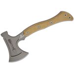 TOPS Knives Hammer Hawk Axe 14.5 inch Overall, Tungsten Cerakote Axe Head, Green Canvas Micarta Handles, Brown Leather Sheath