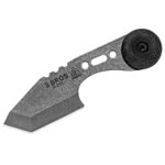 TOPS Knives 3 Bros Neck Knife 2 inch Stonewash Finish 1095 Carbon Steel Tanto Blade, Black Micarta Handles, Kydex Sheath
