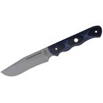 TOPS Knives Spirit Hunter Fixed 4.25 inch 154CM Plain Blade, Blue/Black G10 Handles, Leather Sheath