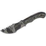 TOPS Knives Mini Tom Brown Tracker #4 Fixed Blade Knife 3.5 inch Camo 1095 Sawback, Black Micarta Handles and Kydex Sheath