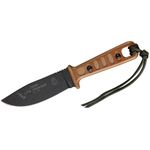 TOPS Knives Lite Trekker Fixed 3-5/8 inch 1095 Blade, Tan Canvas Micarta Handles with Tan Inlays (TLT-01-T)