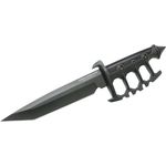 Combat Commander Mini Black Push Dagger – Sheath Has Keyring And Clip –  Serrated Blade - 2 3/4” Length