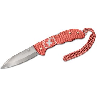 Victorinox Swiss Army 2025 Limited Edition Evoke Lockback Folding Knife 3.875 inch Blasted Drop Point Blade, Stone Red Alox Handles with Clip