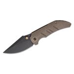 We Knife Company Matt Christensen Riff-Raff Folding Knife 3.12 inch CPM-20CV Black Stonewashed Clip Point Blade, Bronze Titanium Handles