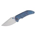 We Knife Company Matt Christensen Riff-Raff Folding Knife 3.12 inch CPM-20CV Hand Rubbed Satin Clip Point Blade, Blue Titanium Handles