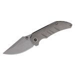 We Knife Company Matt Christensen Riff-Raff Folding Knife 3.12 inch CPM-20CV Stonewashed Clip Point Blade, Gray Titanium Handles