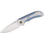 We Knife Company Equivik Nested Frame Lock Flipper Knife 3.48 CPM-20CV  Hand Rubbed Satin Drop Point Blade, Blue Titanium Handles with Polished  Bead Blasted Titanium Scales - KnifeCenter - WE23020-3