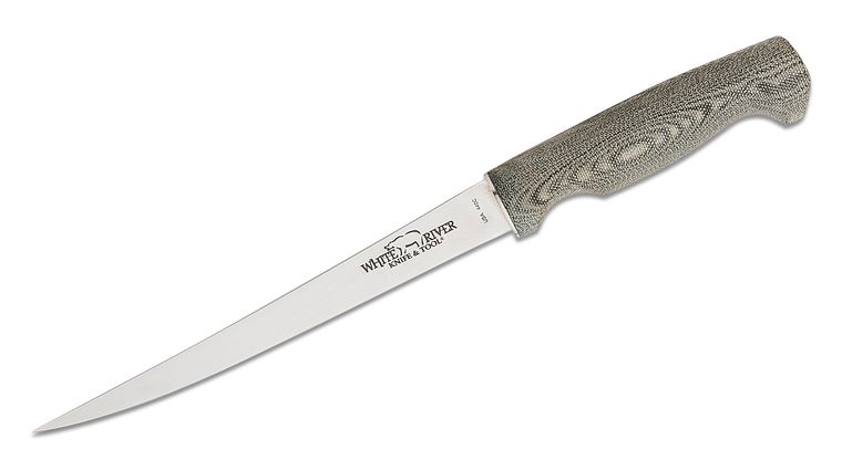 White River Knives Fillet Knife 8 5 440c Flexible Blade Black Micarta Handle Kydex Sheath