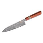 Handmade Chef Knife Santoku Damascus Olive Wood & Dark wood Handle with  Leather Sheath – White Hills Knives