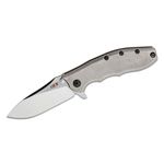 Zero Tolerance 0562TI Hinderer Flipper Knife 3.5 inch CPM-20CV Satin/Stonewashed Plain Blade, Titanium Handles