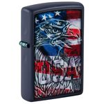 Zippo Lighter Antique Silver Armor, Deep Carve US Flag