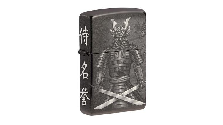 Zippo Lighter High Polish Black, Photo 360, Samurai Battle 