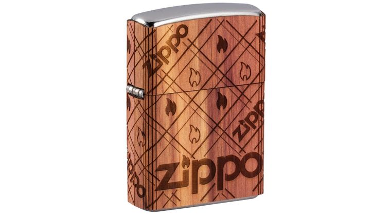 Zippo Lighter Woodchuck USA Street Chrome, Zippo Cedar Wrap
