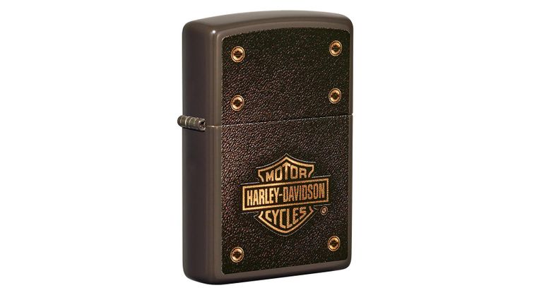 Zippo Lighter Harley-Davidson Brown, Leather Logo Design