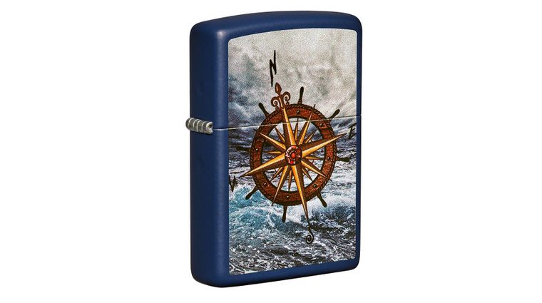 Zippo Lighter Navy Matte, Ocean Compass