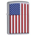 Zippo Lighter Antique Silver Armor, Deep Carve US Flag