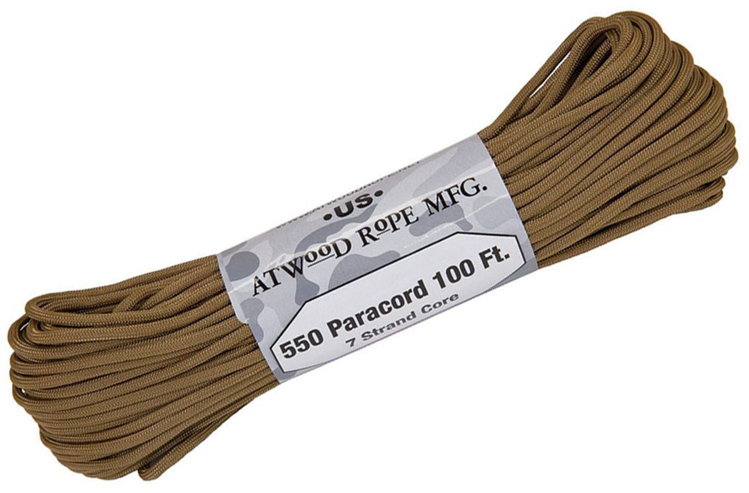 Atwood Rope 550 Paracord, Coyote, 100 Feet - KnifeCenter - RG1225H