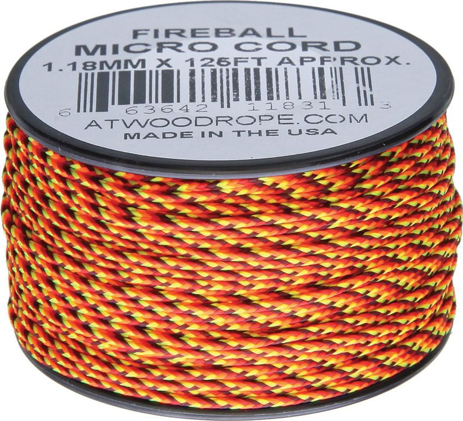 Atwood Rope Micro Cord, Fireball, 125 Feet - KnifeCenter - RG1262