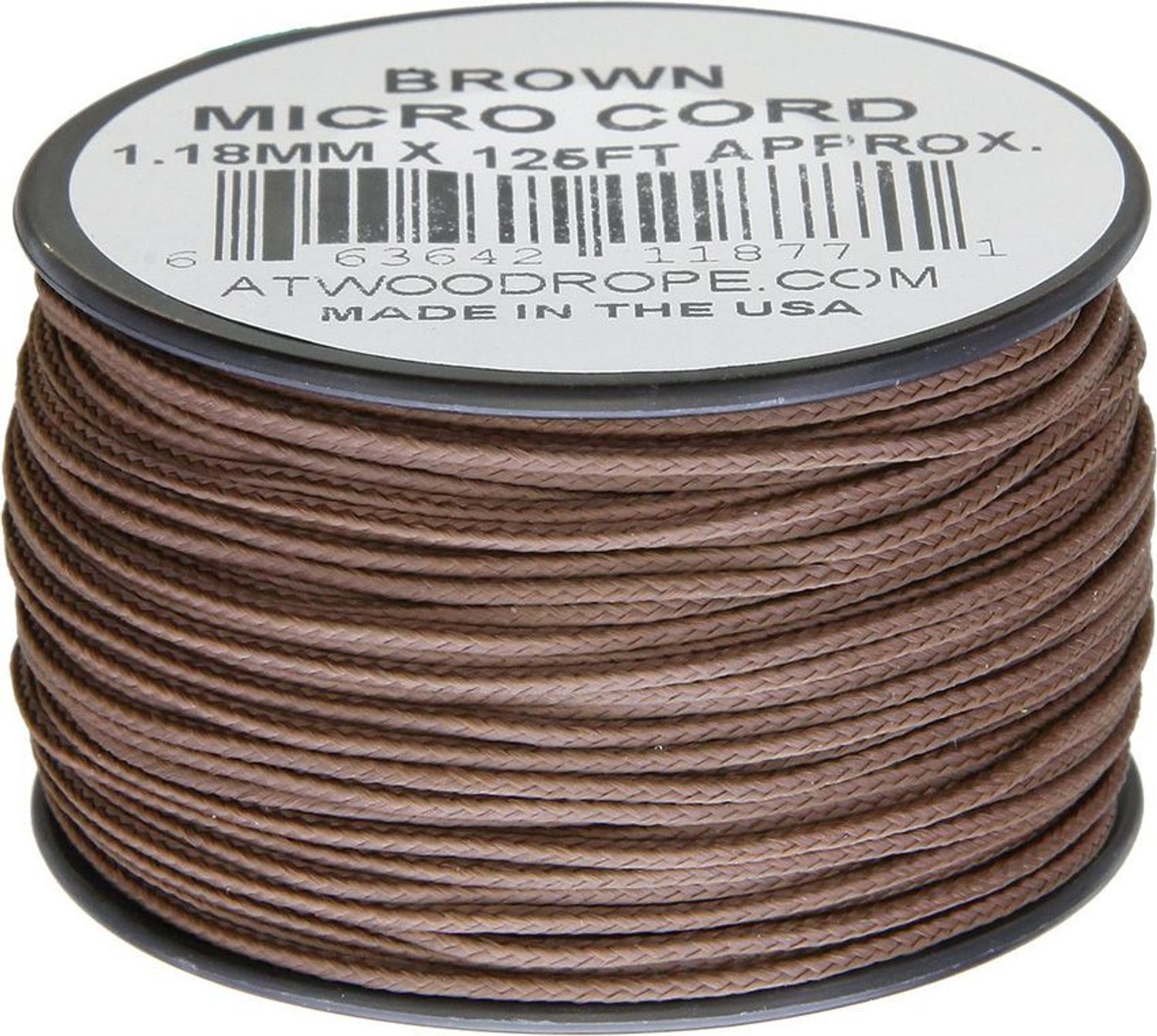 Atwood Rope Micro Cord, Brown, 125 Feet - KnifeCenter - RG1273