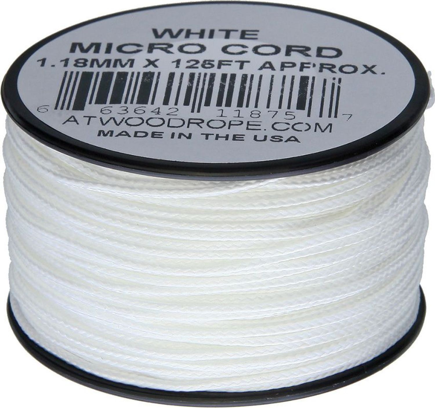 Atwood Rope Micro Cord, White, 125 Feet - KnifeCenter - RG1274