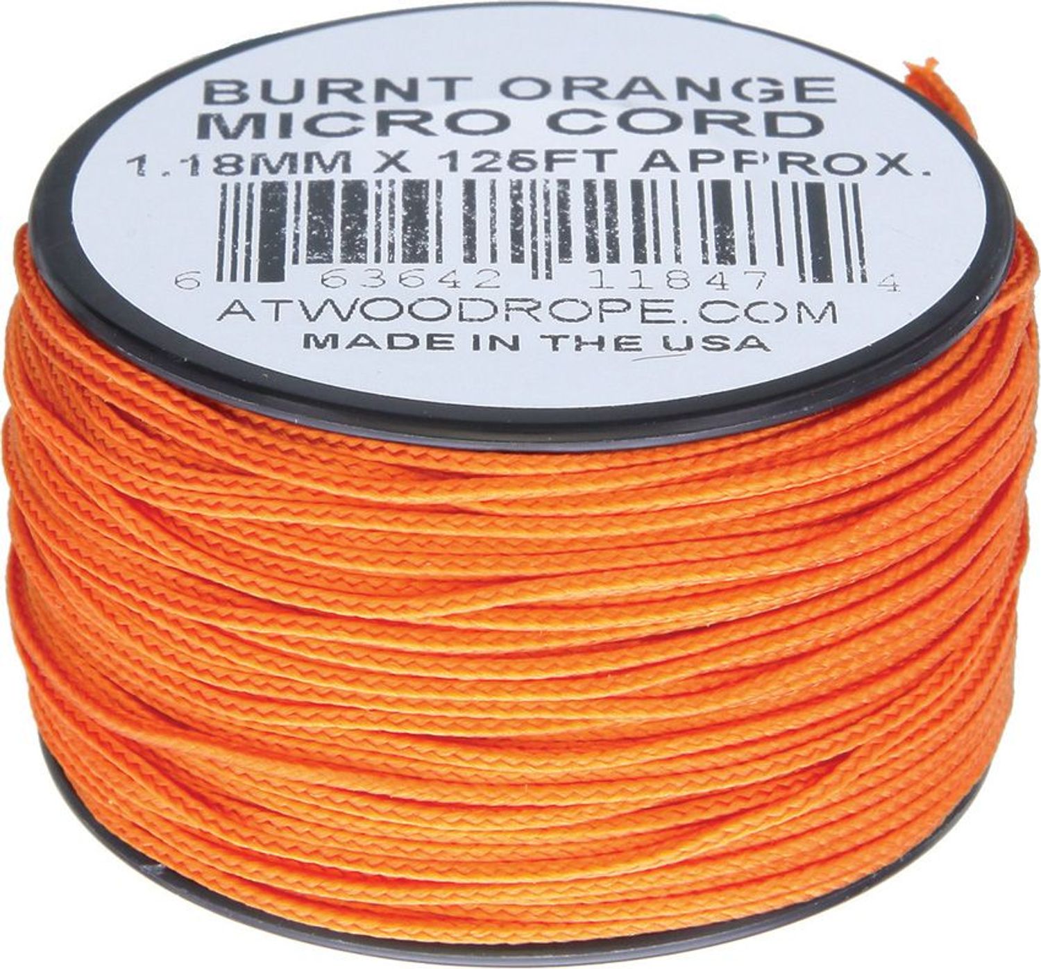 Atwood Rope Micro Cord, Burnt Orange, 125 Feet - KnifeCenter - RG1288