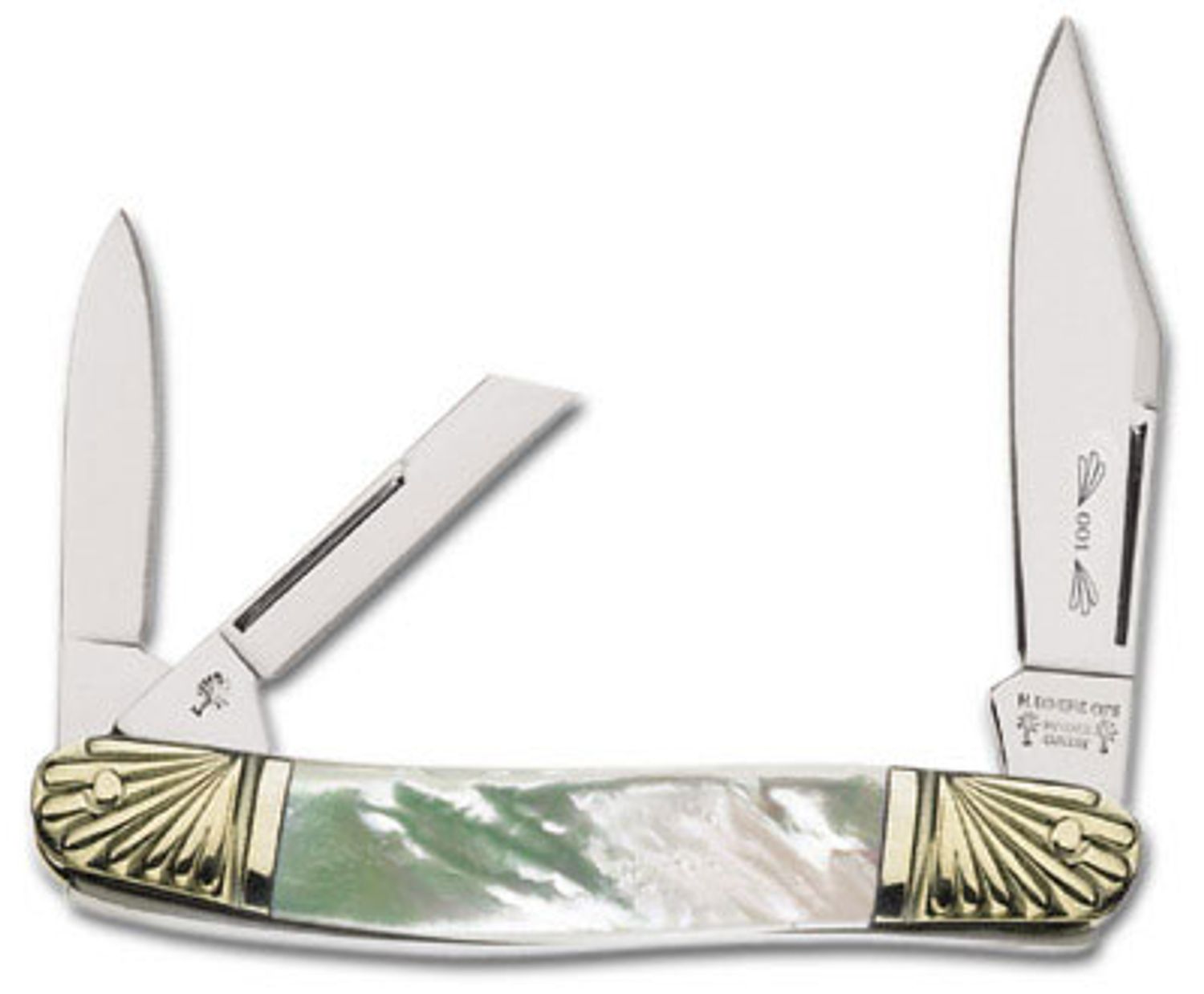Boker Double Tree Three Blade Whittler Mother Pearl Handle 3.5 Closed -  KnifeCenter - BO28024DT - Discontinued