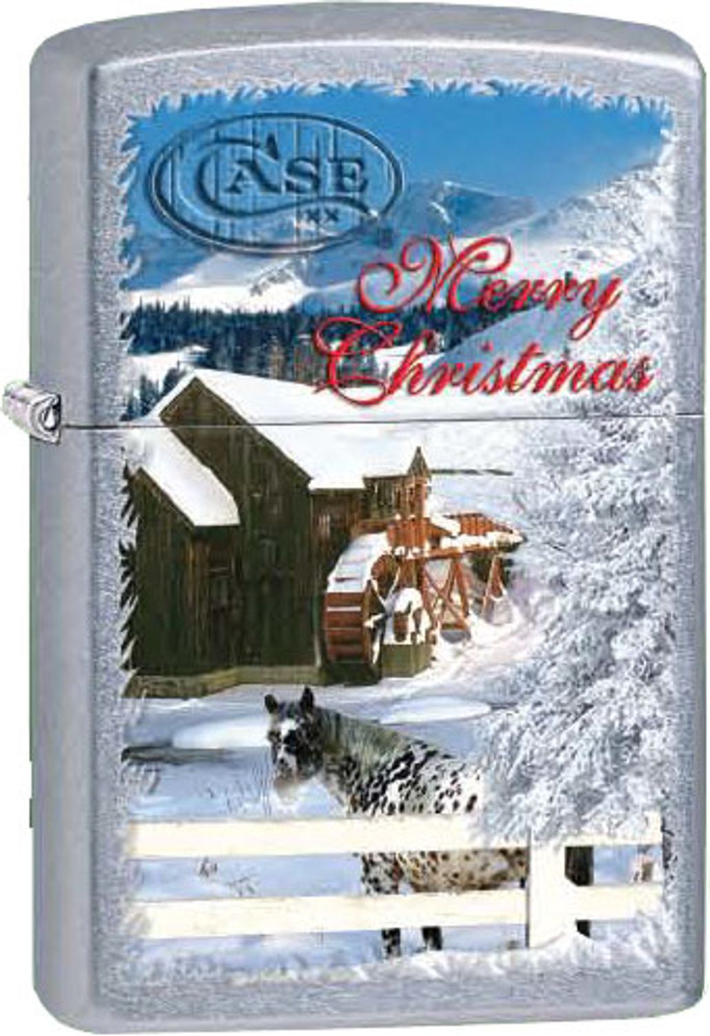 Case Zippo Lighter, Christmas Winter Snow Scene (50201