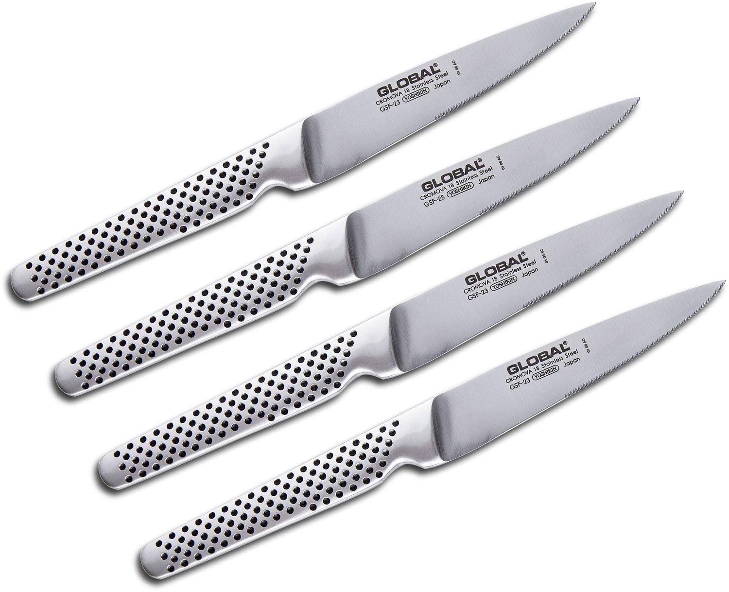 Global GSF-4023-4 Steak Knife Set, 4 Pieces, Silver