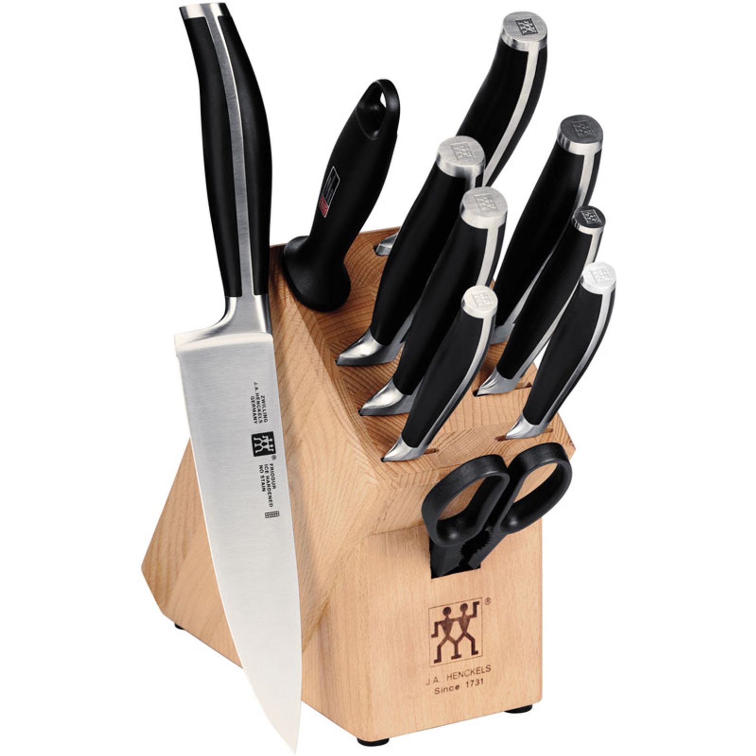 11-Piece Premium Gray Kitchen Knife Set with Knife Block & Dual