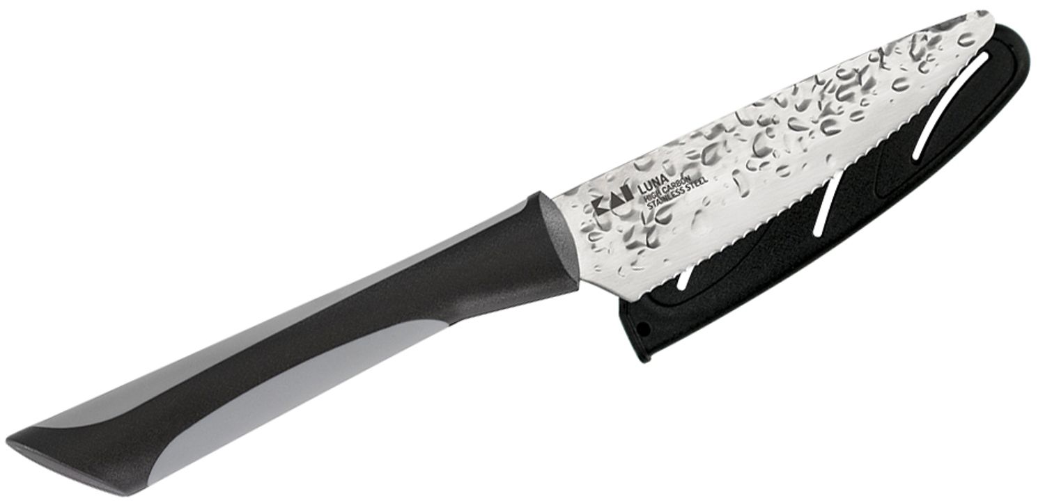 Kai Luna Citrus Knife 4 inch w/Sheath and Soft-Grip Handle, Black