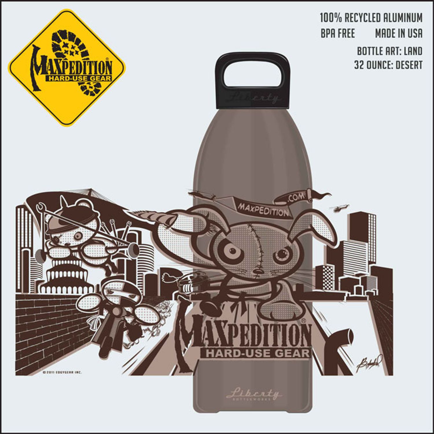 Maxpedition LB32MILT 32oz Water Bottle MILITARY, Desert Tan - KnifeCenter  - Discontinued