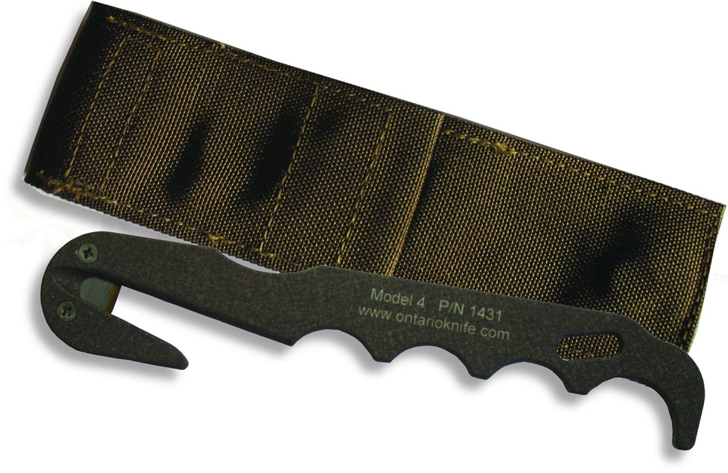 Ontario Jericho J-Hook Strap Cutter, Black Glass Filled Nylon, 6.5 Overall  - KnifeCenter - 0420