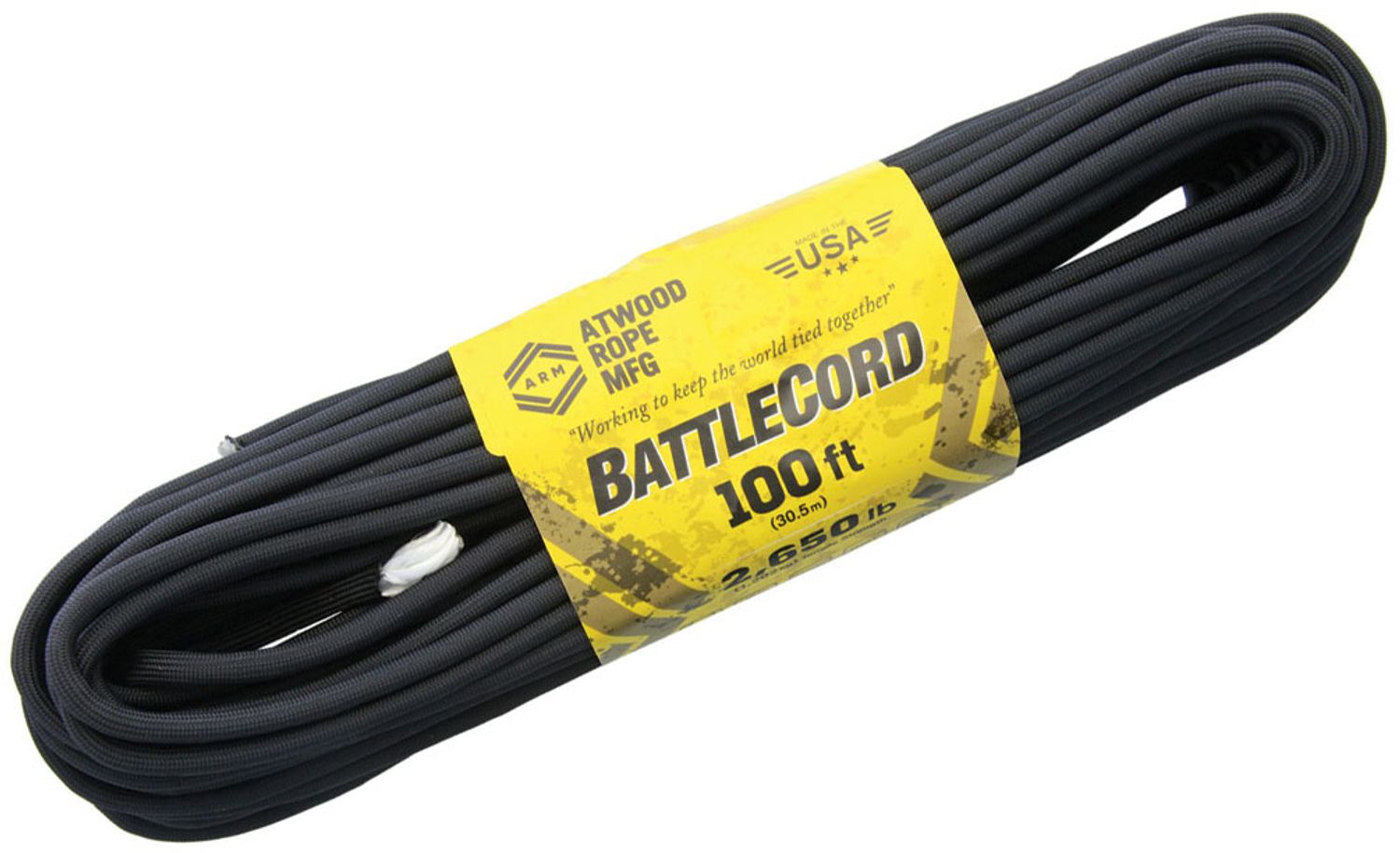 Atwood Rope BattleCord, Black, 100 Feet - KnifeCenter - RG1123H