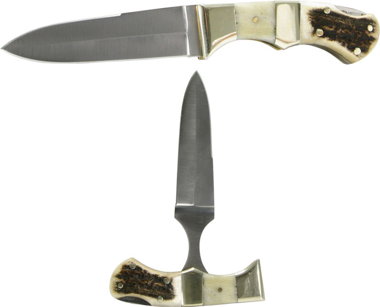 Schrade Old Timer Stag Taylor Skinner Folding Push Dagger 3 Blade 