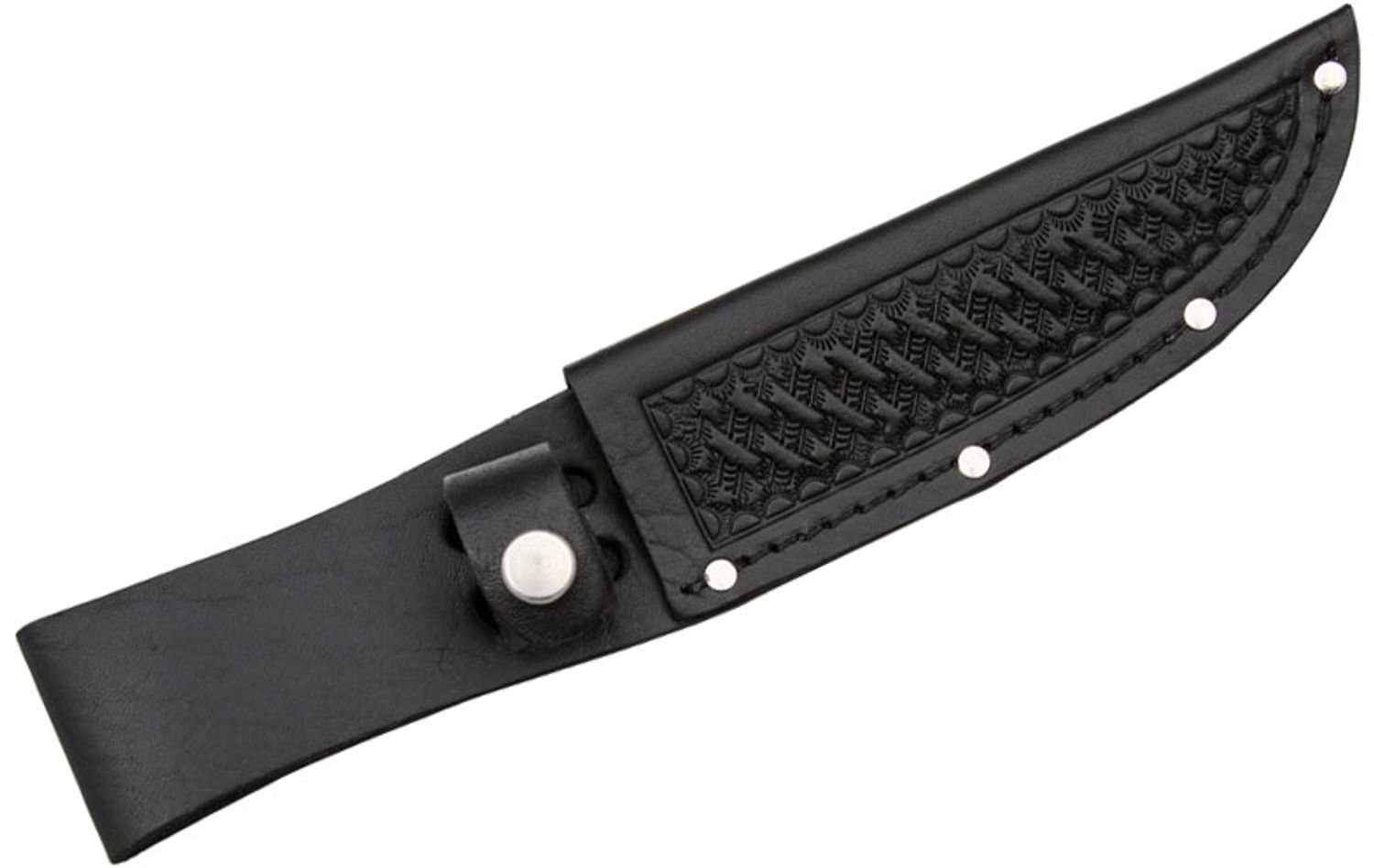 Basketweave Leather Sheath (Black) Fits up to 5 Fixed Blade - KnifeCenter  - SH208