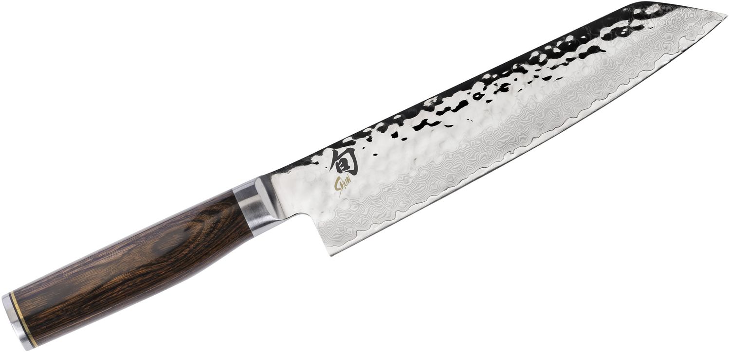 Shun TDM0771 Premier Kiritsuke Knife 8 inch Hammered Blade, PakkaWood Handle