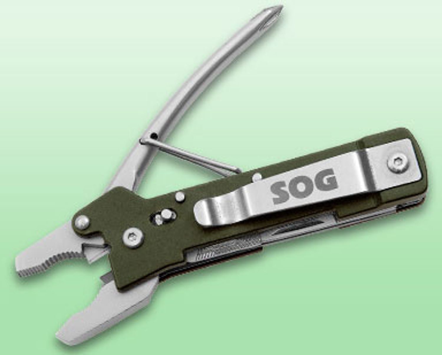 SOG Micro ToolClip (Green) Multi-Tool, 3.75