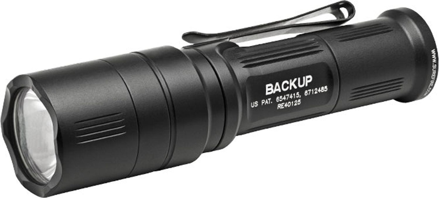 SureFire EB1C-A Backup Dual-Output LED Click Switch Flashlight w/ Shroud,  Silver, 200 Max Lumens - KnifeCenter - EB1C-A-SL - Discontinued