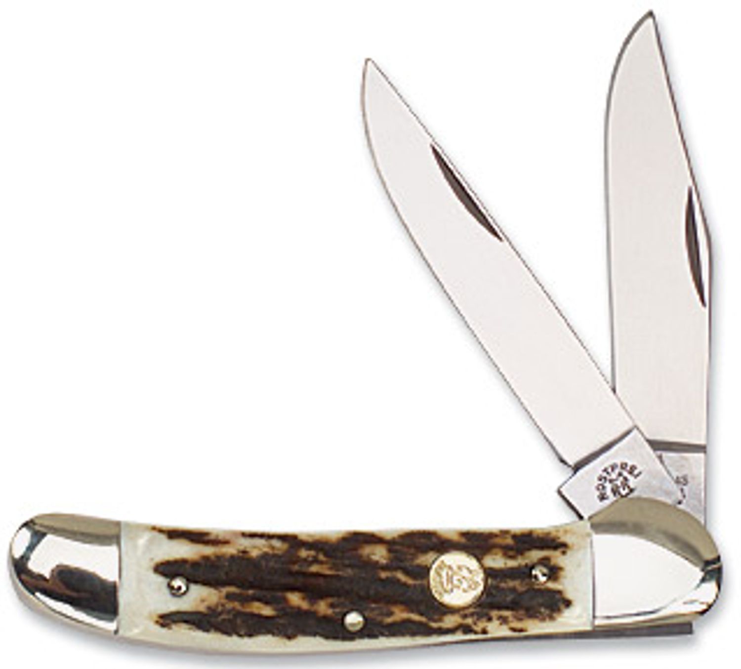 Kissing Crane 2 Blade Copperhead Stag Horn Handle - KnifeCenter