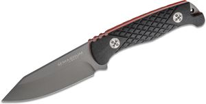 Reviews And Ratings For Boker Magnum Life Knife Fixed Blade 3 9 440a Satin Drop Point Textured Black G10 Handles W Red Liners Kydex Sheath Knifecenter 02mb201