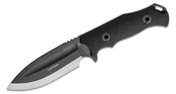 Andre De Villiers Knives Box Butcher Kal-Gard Fixed Blade Knife 3.75 S35VN  Gray Cerakoted Sheepsfoot, Brown Micarta Handles, Kydex Sheath - KnifeCenter