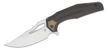 Alliance Designs Jeremy Marsh Chisel Folding Knife 3.25 M390 Drop Point  Blade, Ivory Paper Micarta Handles with Blue Titanium Liners - KnifeCenter