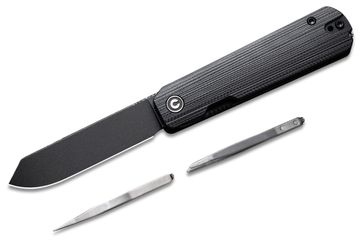 CIVIVI Knives C2023D Brazen Flipper Knife 3.46 D2 Black Stonewashed Tanto  Blade, Purple G10 Handles - KnifeCenter