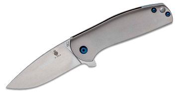 Kizer Cutlery 1043N1 Macho Blades The Shark Tooth Fixed Blade Knife 2.8  N690 Satin Drop Point, Green G10 Handles, Kydex Pocket Sheath - KnifeCenter