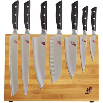 Shun TDMS0808 Premier Hammered Blade Professional 8 Piece Bamboo Block Set  - KnifeCenter